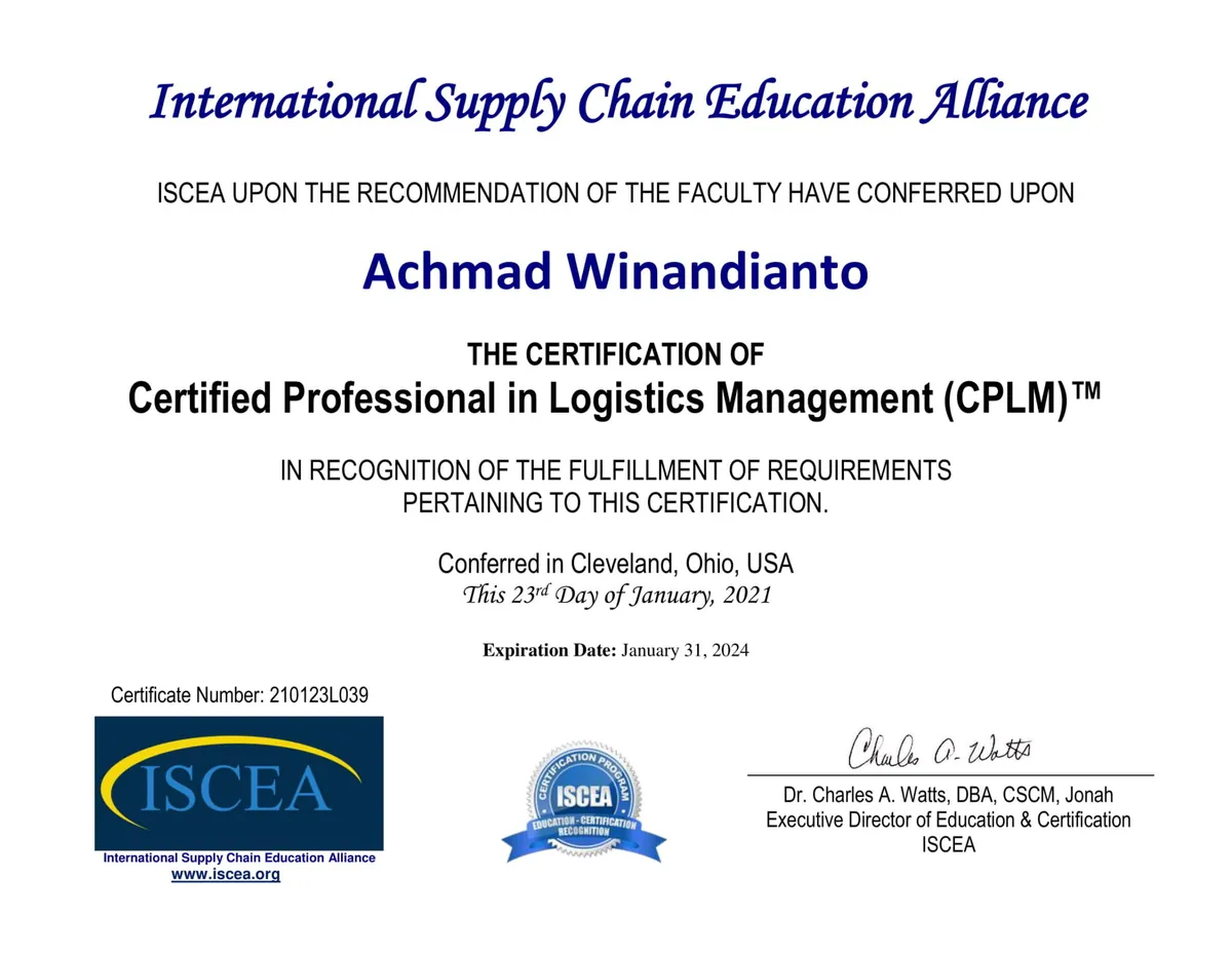 Sample CPLM certificate
