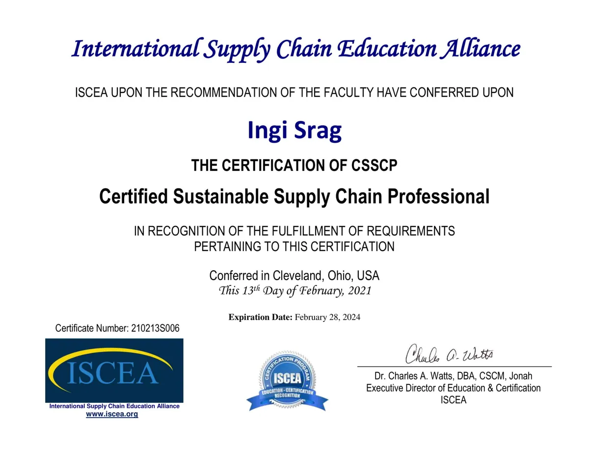 Sample CSSCP certificate